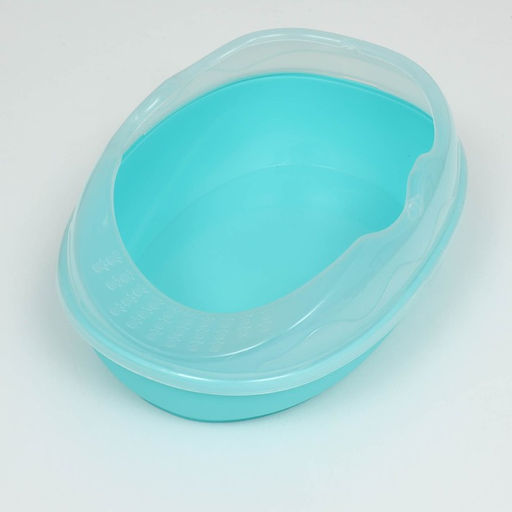 Туалет для кошек округлый с бортиком и совком 38 x 28 x 15 см, синий - Пижон фото 3