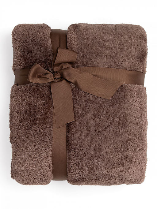 Плед плюшевый 150x200 темно-коричневый - Denastia фото 3