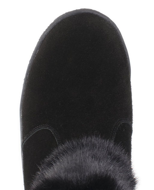 Унты женские на литой подошве. Черные., Черные. Замша. Короткие. Молния.