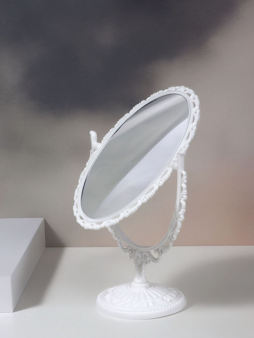 Зеркало декоративное, с увеличением х2, двустороннее, 16.5×24.5 см, (11×15.5 см), белое