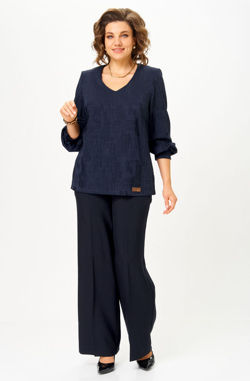 Блуза БелЭльСтиль 879 синий принт фото 5