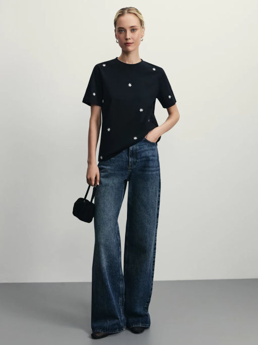 Футболка из хлопка с вышивкой / Zarina  фото 8