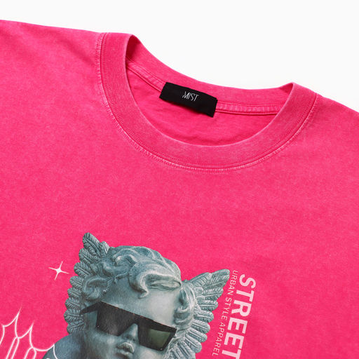 Футболка из вареного хлопка женская MIST Streetwear, розовая, размер S