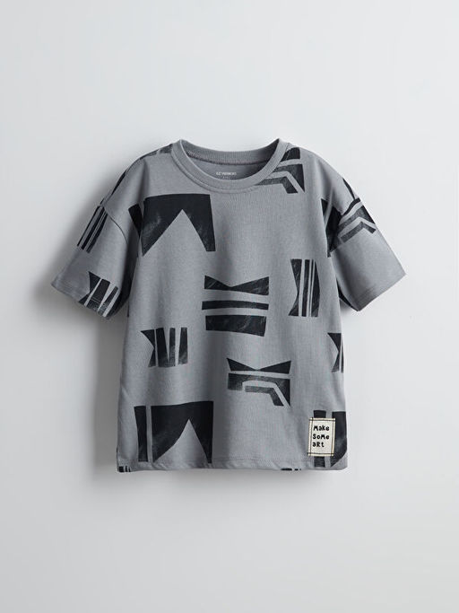 Bisiklet Yaka Bask?l? Erkek ?ocuk Ti??rt