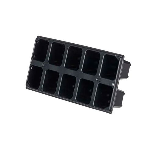 Мини-кассета для рассады 10яч. 25х14х5,6см с ручкой (полистирол) черная