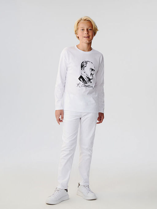 Bisiklet Yaka Atat?rk Bask?l? Erkek ?ocuk Ti??rt