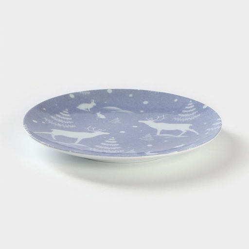 Тарелка новогодняя Добрушский завод Зимний лес, d=20 см, фарфор, синяя