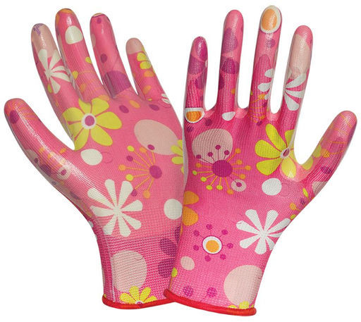 Перчатки нейлоновые ЦВЕТОЧЕК с полиуретановым покрытием (1упак/12шт) - Сибирские сортовые семена фото 2