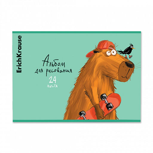 Цена за 5 шт. Альбом для рисования на скобе ErichKrause Happy Capy, А4, 24 листа_MIX-PACK  фото 2