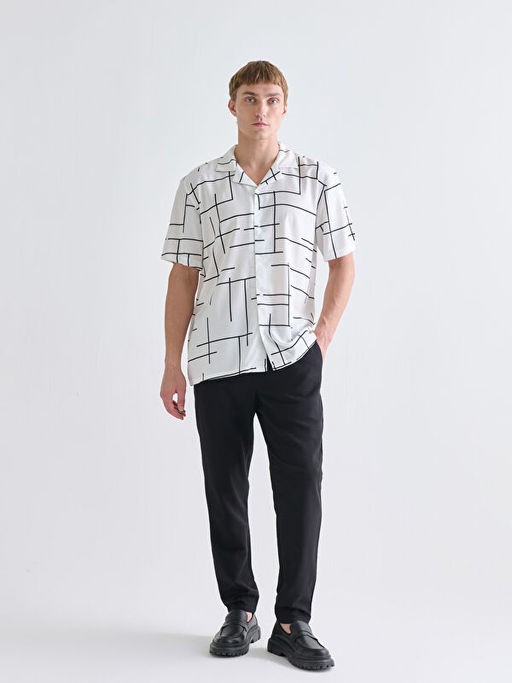 Regular Fit K?sa Kollu Desenli Erkek G?mlek