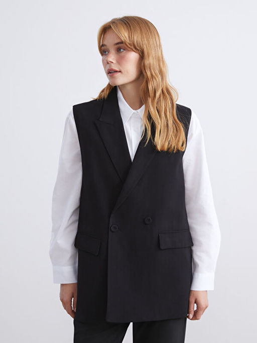 Kruvaze Yaka Kad?n Klasik Yelek