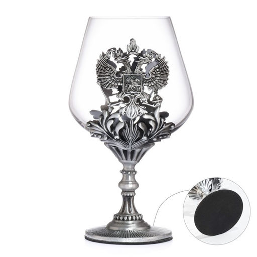 Бокал для коньяка Герб, 550 мл, стекло, серебристый