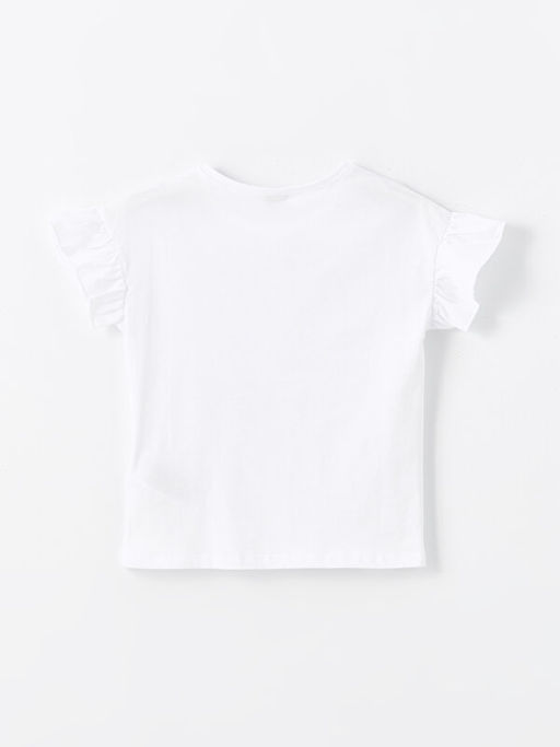 Bisiklet Yaka Bask?l? K?sa Kollu K?z ?ocuk Ti??rt