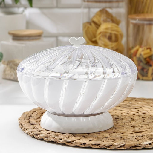 Ваза для фруктов и хлеба Альтернатива «Грация», пластик, 1.5 л, h=14.5 см, d=21 см, белый