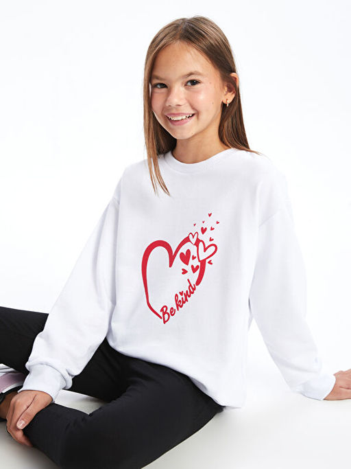 Bisiklet Yaka K?z ?ocuk Sweatshirt