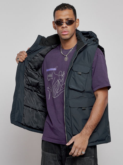 Куртка - жилетка трансформер с подогревом 2 в 1 мужская зимняя темно-синего цвета 6668TS - Mtforce фото 26