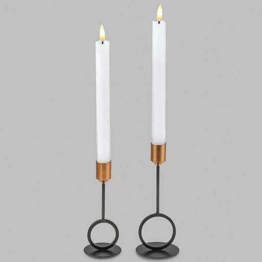 Свеча столовая, восковая, светодиодная на батарейках "Столовая" д2,2см h22,3(25)см, свет теплый, с мерцанием, цвет белый, питание от 2-х батареек ААА (в комплект не входят), 2 штуки в ПВХ коробке (Китай)