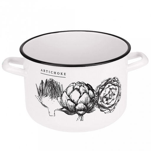 Artichoke Кастрюля эмалированная 4,3л, форма цилиндрическая, металлическая крышка (Россия) - Домашняя мода фото 2