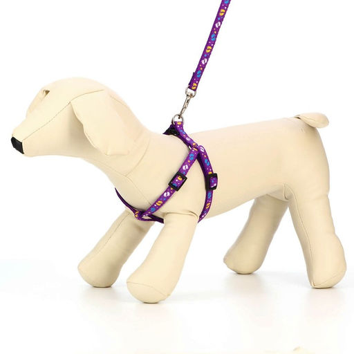 Комплект Цветные следы, поводок 120 х 1 см, ОГ 23-35 см, фиолетовый - Пижон фото 2