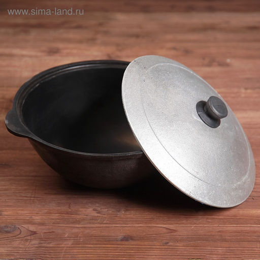 УЦЕНКА Казан чугунный, 3.5 л, плоское дно, нет крышки