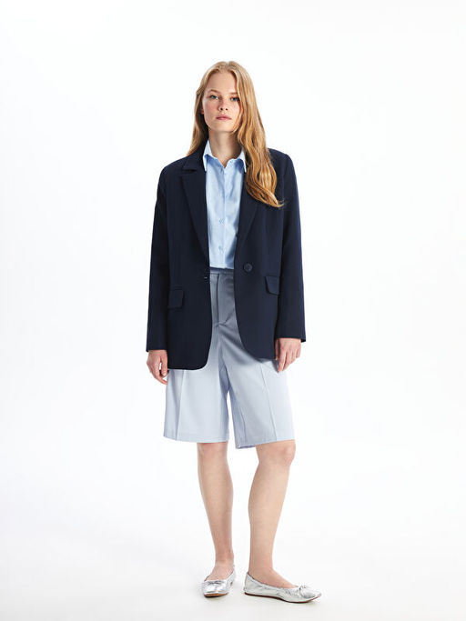 D?z Uzun Kollu Kad?n Blazer Ceket