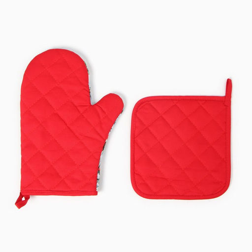 Кухонный набор Сhristmas greetings варежка-прихватка 20х28см, прихватка 19х19см, 100% хл - Этель фото 3