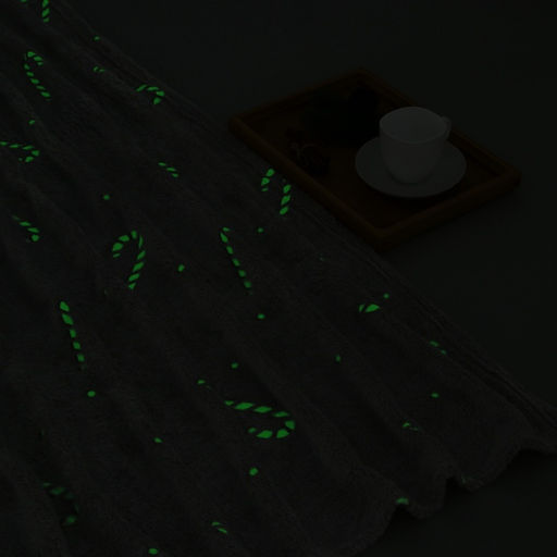 Плед светящийся в темноте «Этель. Candy cane», 180×200 см, корал-флис, 220 г/м²