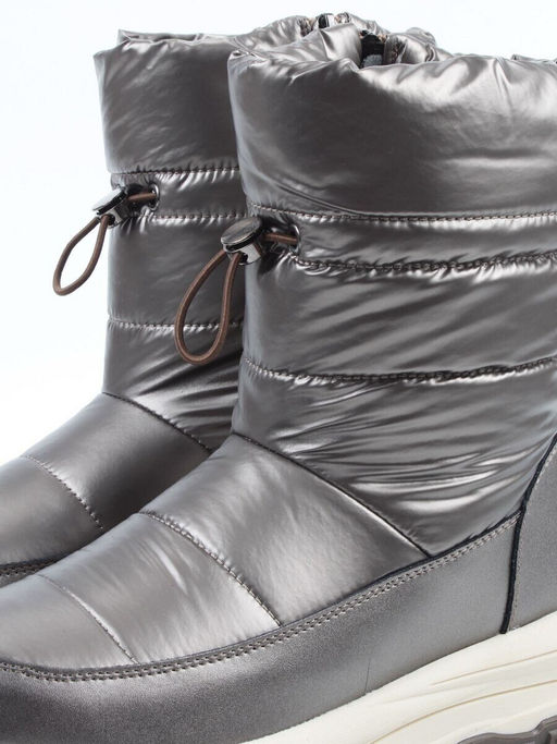 02-WA010-2M GRAY/BRONZE Сапоги "Дутики" зимние женские (натуральная кожа, курточная ткань, 100% шерсть)