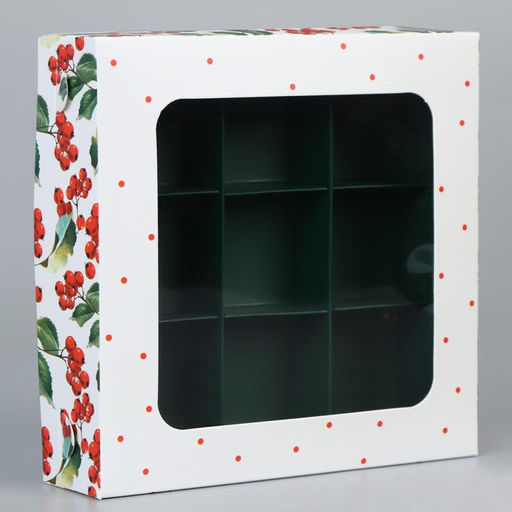 Цена за 5 шт. Коробка под 9 конфет «С Новым годом», 14.5×14.5×3.5 см