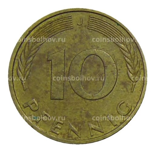 Монета 10 пфеннигов 1988 года J Германия