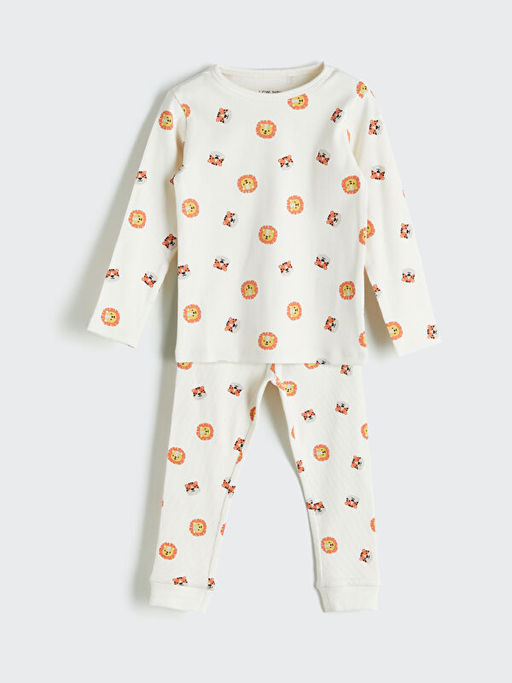 Bisiklet Yaka Bask?l? Erkek Bebek Pijama Tak?m?