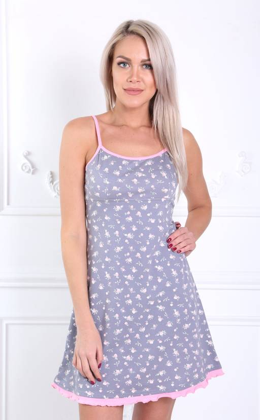 Ночная сорочка Цветы голубые на кофейном - Нежка фото 208