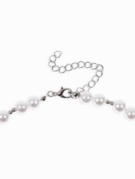 Кулон на жемчужных бусах "Ракушка", цвет белый в серебре