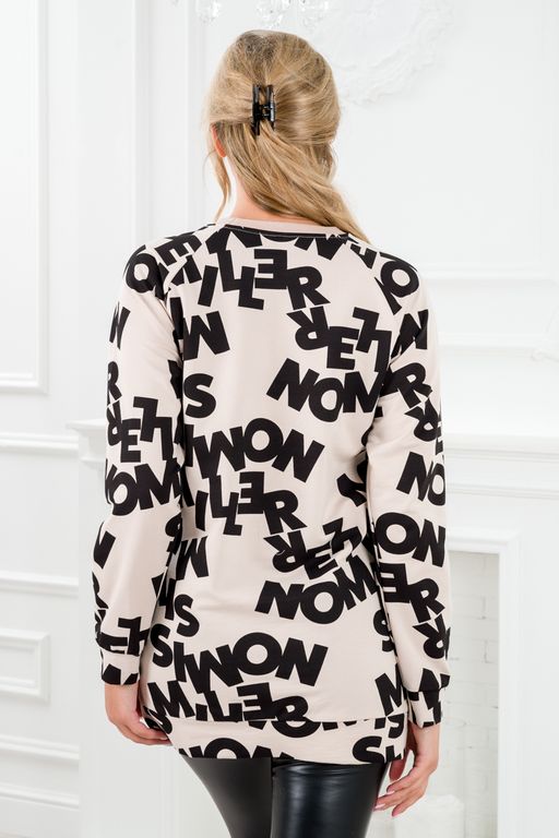 Свитшот подростковый из футера Буквы на бежевом - Амадэль фото 3