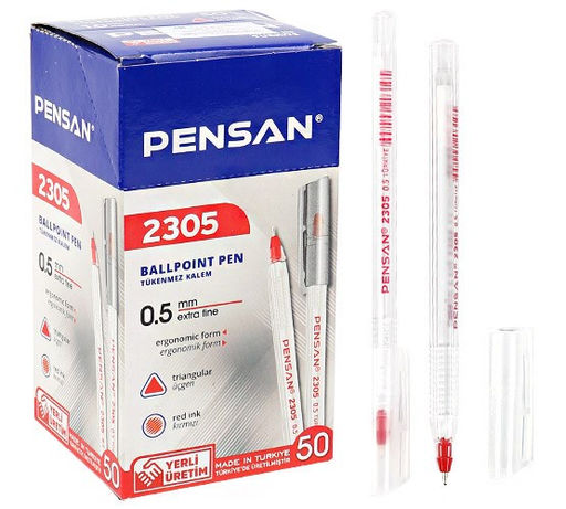 Цена за 3 шт. Ручка шар. Pensan "Triangle" (2305) красная, 0.5мм, трехграннный корпус, на масляной основе