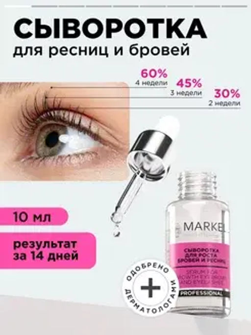 Markell Professional Сыворотка для роста бровей и ресниц,флакон с пипеткой 10мл