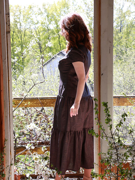 Платье длинное летнее с воланами - Almond фото 8