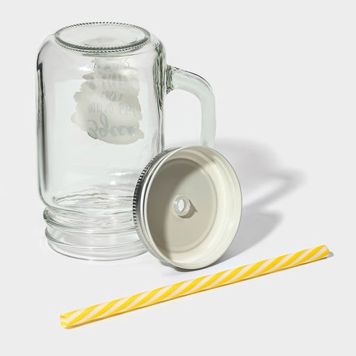 Банка с крышкой и трубочкой Вино, 450 мл, 10?7.5?13 см