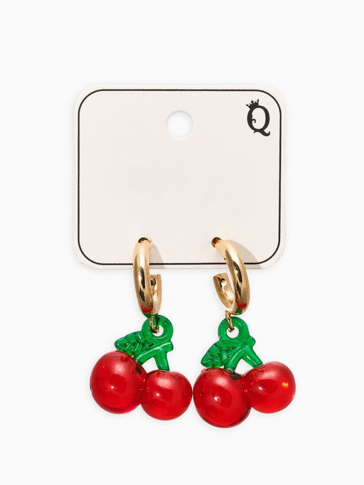 Цена за 2 шт. Серьги-кольца "Вишенки" легкие, цветные в золоте