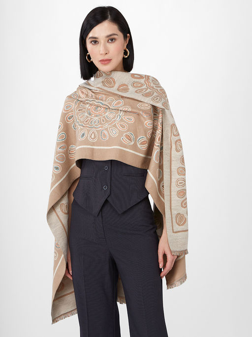 в составе ШЕРСТЬ и КАШЕМИР Большой, мягкий, теплый однотонный двусторонний палантин. - Tantino фото 3