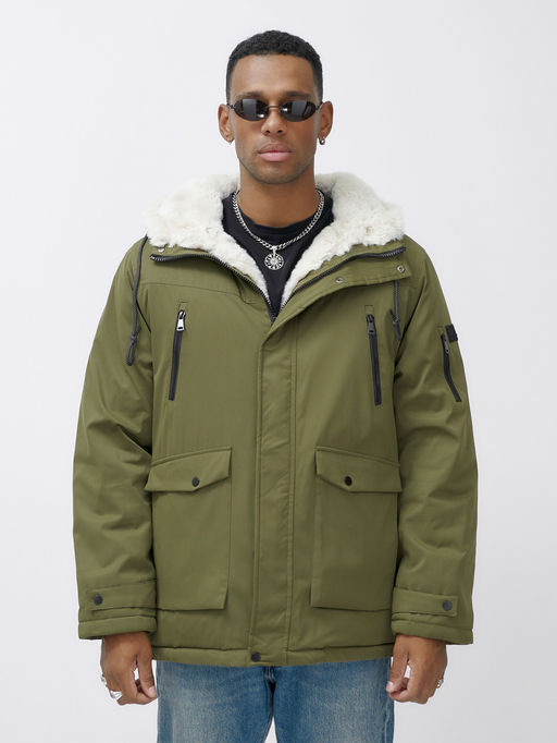 Парка мужская зимняя удлиненная с мехом цвета хаки 8761Kh - Mtforce фото 7