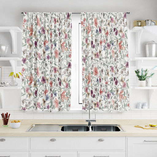 Шторы для кухни, 2шт 148х160см "Марина Дор", на шторной ленте, рогожка, хлопок "Премиум" 186г/м2, упаковка классическая 28х41см, "Домашняя мода" (Россия)