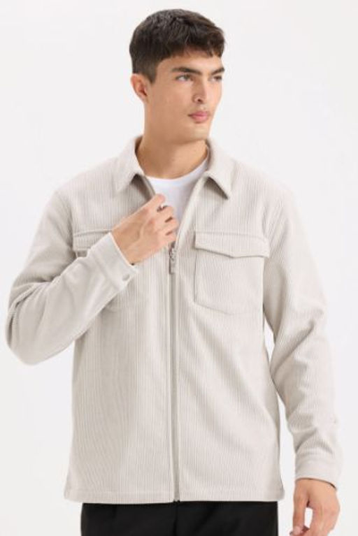 Regular Fit Polo Yaka Fitilli Kadife Gomlek