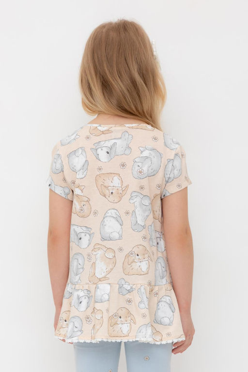 Crockid _ КР 302745/песчаный,зайчики и ромашки к563 блузка (туника) для дев  фото 3