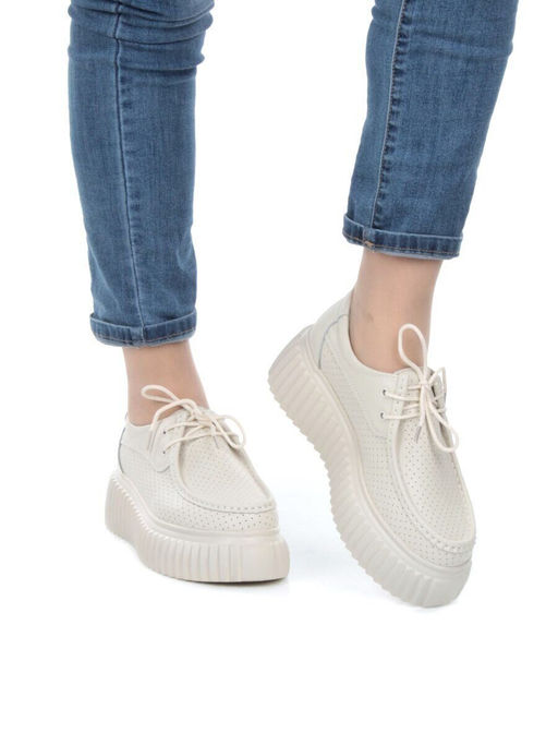 03-PDA169-2 BEIGE Полуботинки женские (натуральная кожа)