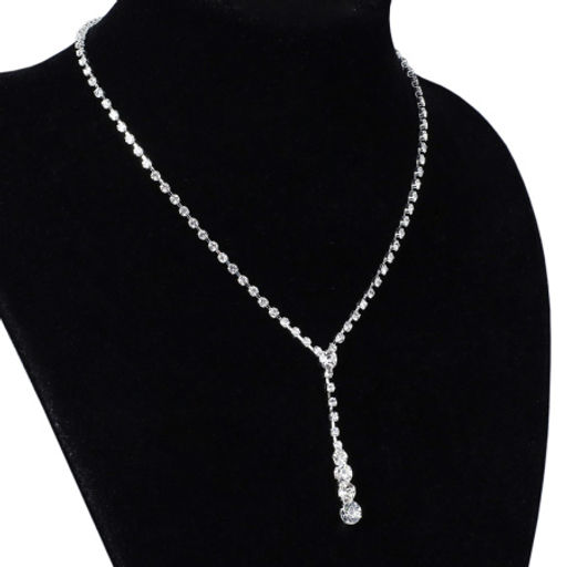 Колье со стразами и серьги гвоздики 3,5 см / 6286 /уп 12/серебро - Галеонтрейд фото 2