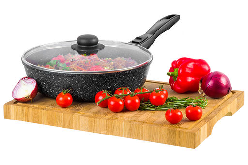 Сковорода глубокая 26 см ГАРМОНИЯ ВКУСА Черный мрамор С КРЫШКОЙ ф26, с/р, 47*27*12,5 см - Elan gallery фото 3