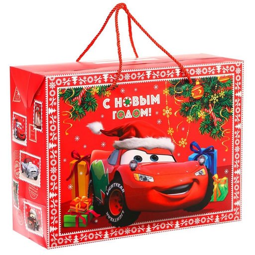 Пакет-коробка, 19 х 40 х 30 см С Новым Годом!, Тачки - Disney фото 3