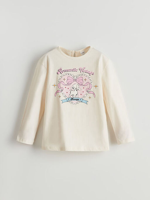 Bisiklet Yaka Bask?l? K?z ?ocuk Ti??rt