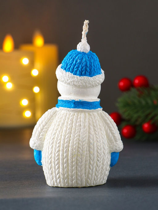 Цена за 2 шт. Свеча декоративная Снеговик, голубой - Simaland фото 3